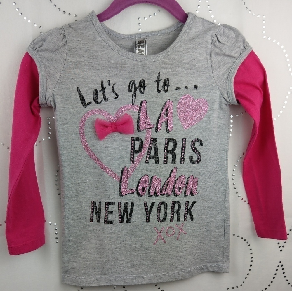 Beautees girls pink and gray graphic tee